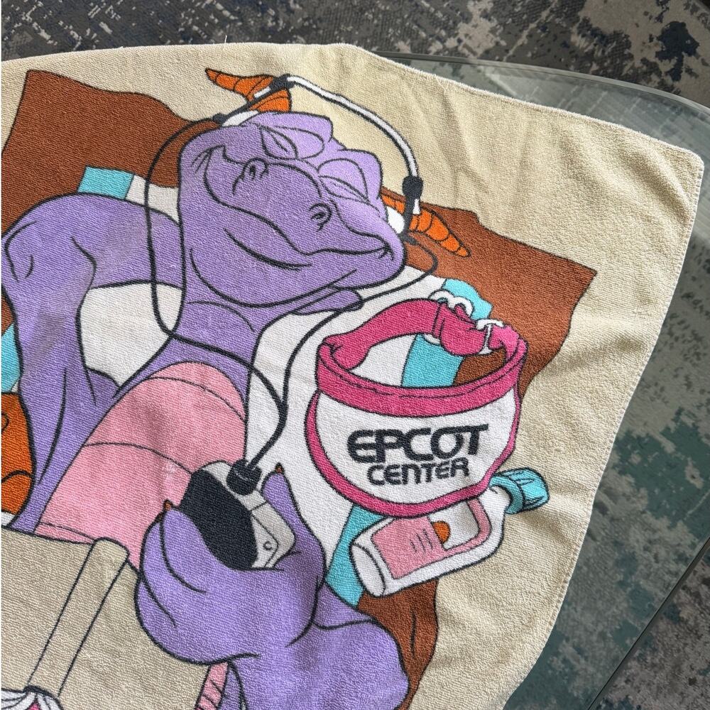 Walt Disney 1980's Epcot Center Figment Beach Vintage Towel RARE - Picture 2 of 4
